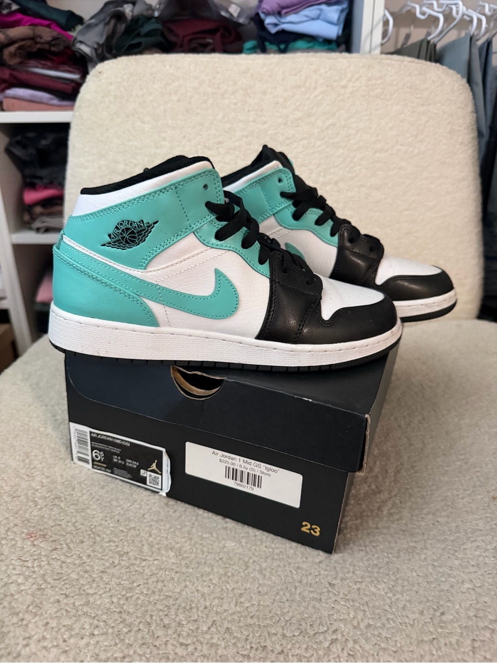 Jordan Women's High-Top Sneakers in black white & teal